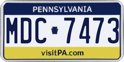 PA license plate MDC7473