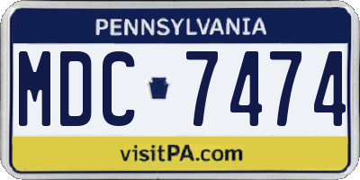 PA license plate MDC7474