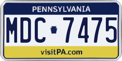 PA license plate MDC7475