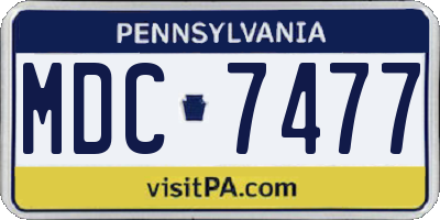 PA license plate MDC7477