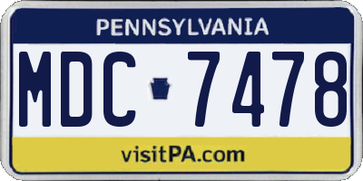 PA license plate MDC7478
