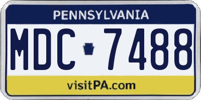 PA license plate MDC7488