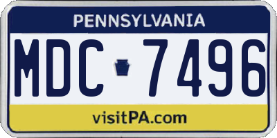 PA license plate MDC7496