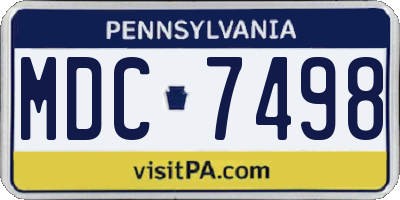 PA license plate MDC7498