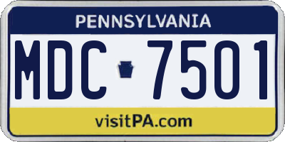 PA license plate MDC7501