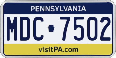 PA license plate MDC7502