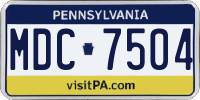 PA license plate MDC7504