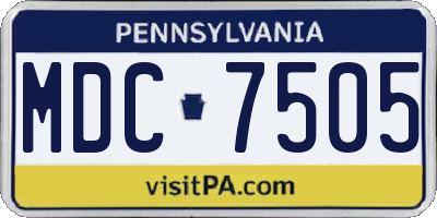 PA license plate MDC7505