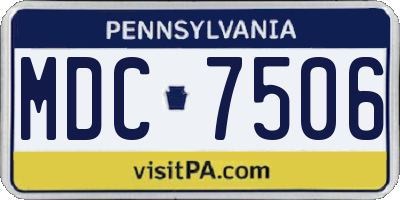 PA license plate MDC7506