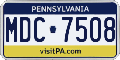 PA license plate MDC7508
