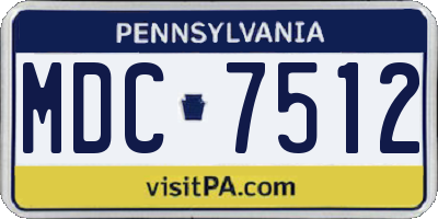 PA license plate MDC7512