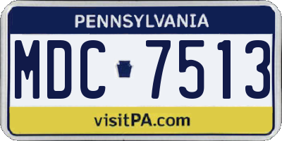 PA license plate MDC7513