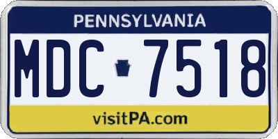 PA license plate MDC7518