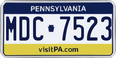PA license plate MDC7523