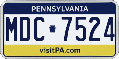 PA license plate MDC7524