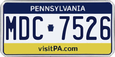 PA license plate MDC7526