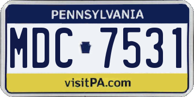 PA license plate MDC7531