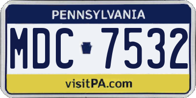 PA license plate MDC7532