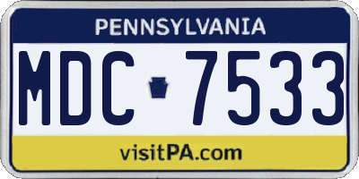 PA license plate MDC7533