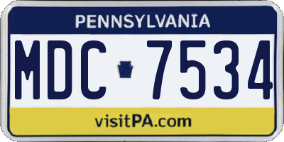 PA license plate MDC7534