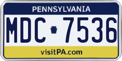 PA license plate MDC7536