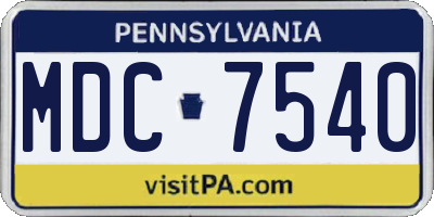 PA license plate MDC7540