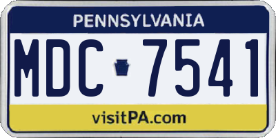 PA license plate MDC7541
