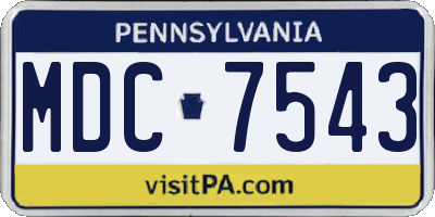 PA license plate MDC7543