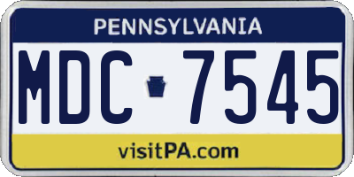 PA license plate MDC7545