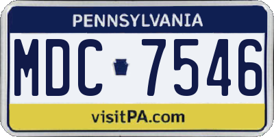 PA license plate MDC7546