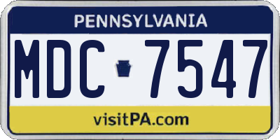 PA license plate MDC7547