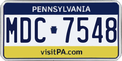PA license plate MDC7548