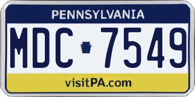PA license plate MDC7549
