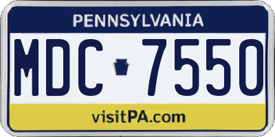 PA license plate MDC7550