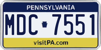 PA license plate MDC7551