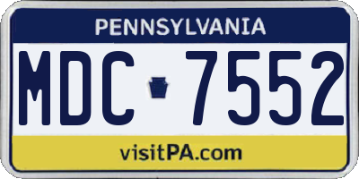 PA license plate MDC7552