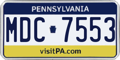 PA license plate MDC7553