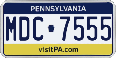 PA license plate MDC7555