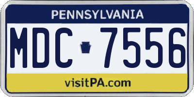 PA license plate MDC7556