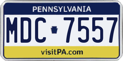 PA license plate MDC7557