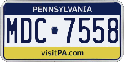 PA license plate MDC7558