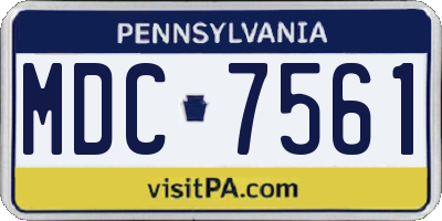 PA license plate MDC7561