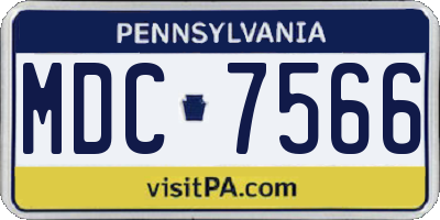 PA license plate MDC7566