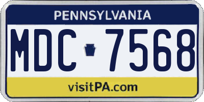 PA license plate MDC7568
