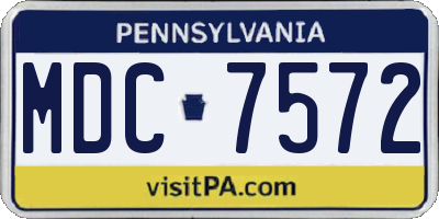 PA license plate MDC7572