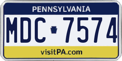 PA license plate MDC7574