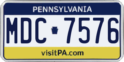 PA license plate MDC7576