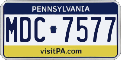 PA license plate MDC7577