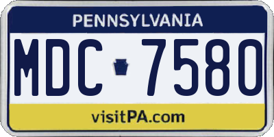 PA license plate MDC7580