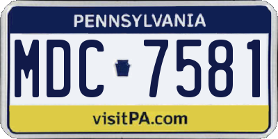 PA license plate MDC7581